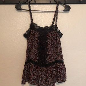 Floral and lace tank top